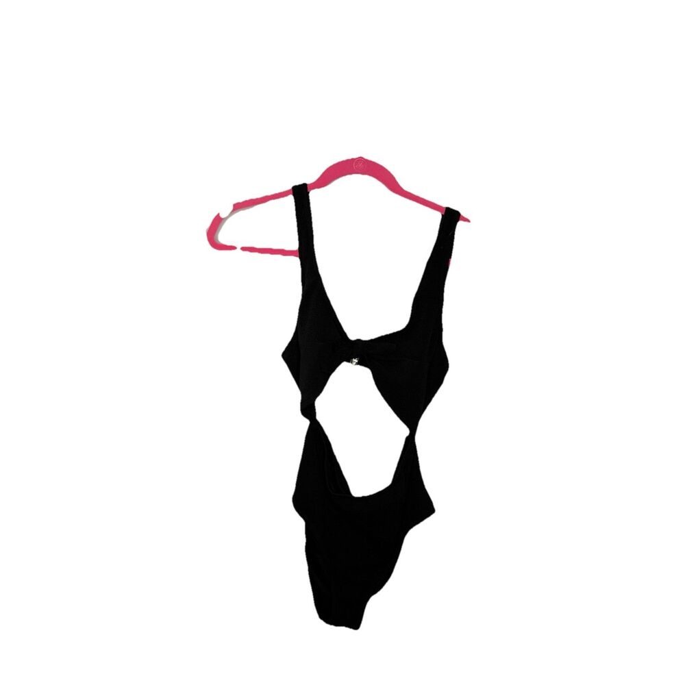 SHEIN Swim Summer Beach Cut-Out One Piece Swimsuit Black, Size Medium In good